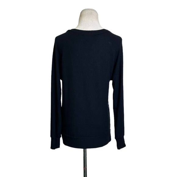 Le Lis black gray front chevron knit long sleeves sweater size M - Picture 2 of 11